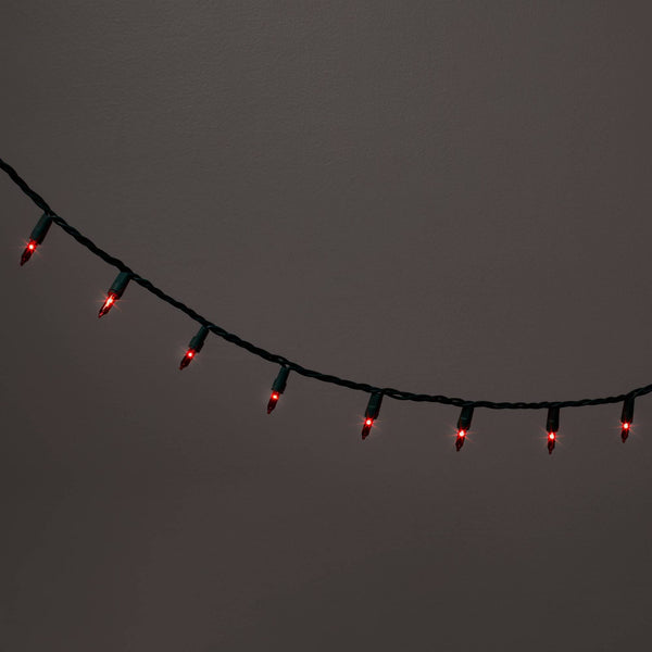 100ct Incandescent Smooth Mini Christmas String Lights Red with Green Wire - Wondershop